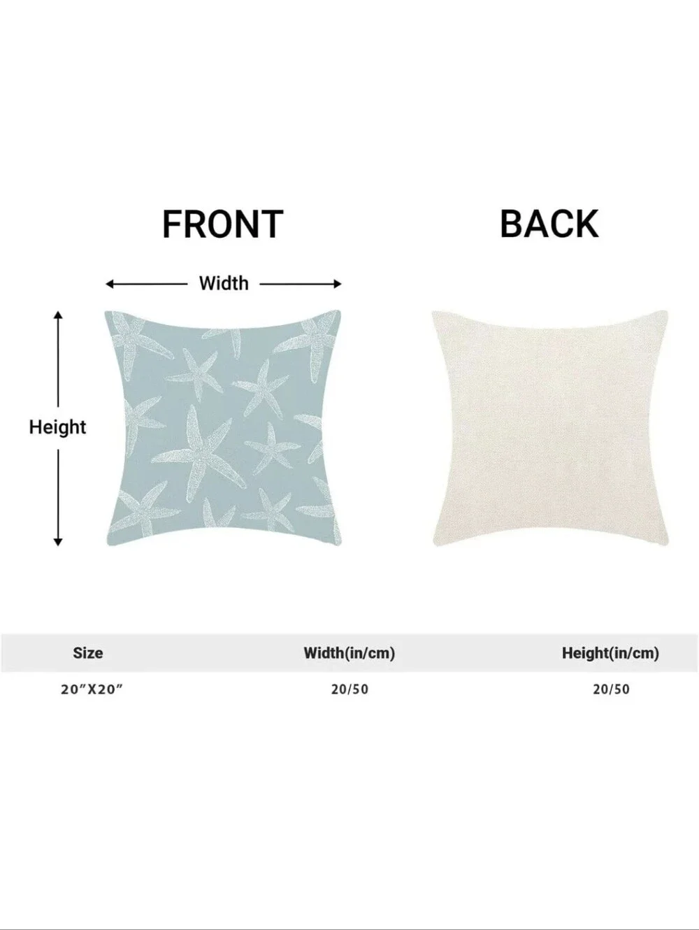 BETGINY Coastal Seafoam Blue Starfish Throw Pillow Cover 20 x 20 Inch Pack of 2